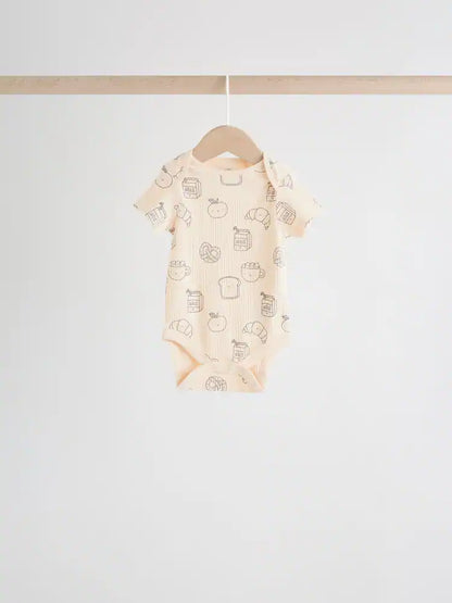 |BabyBoy| Conjunto Com 5 Bodies Neutros De Manga Curta Para Bebês