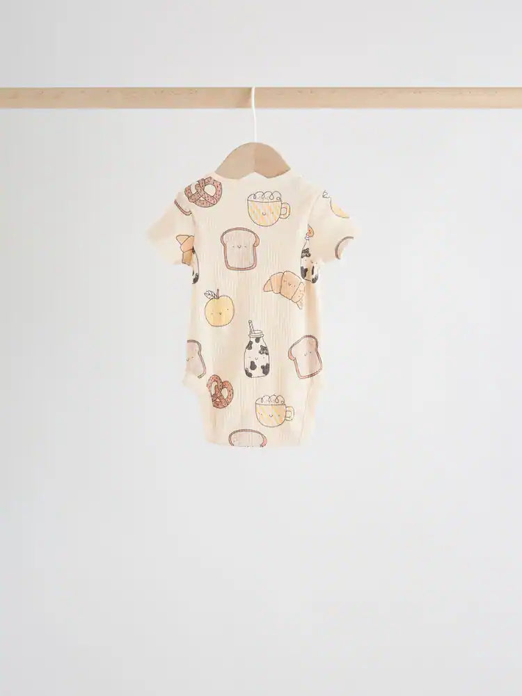 |BabyBoy| Conjunto Com 5 Bodies Neutros De Manga Curta Para Bebês