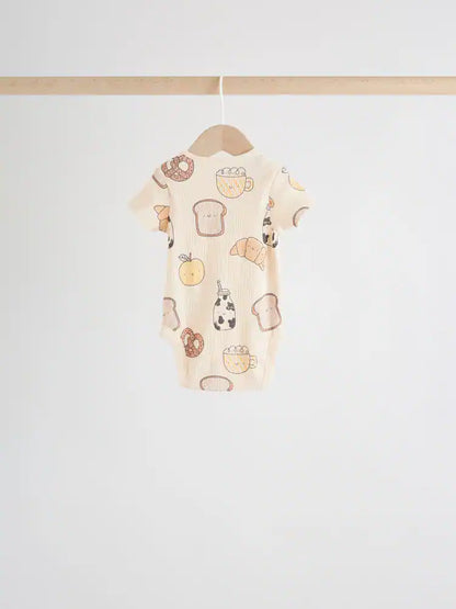 |BabyBoy| Conjunto Com 5 Bodies Neutros De Manga Curta Para Bebês