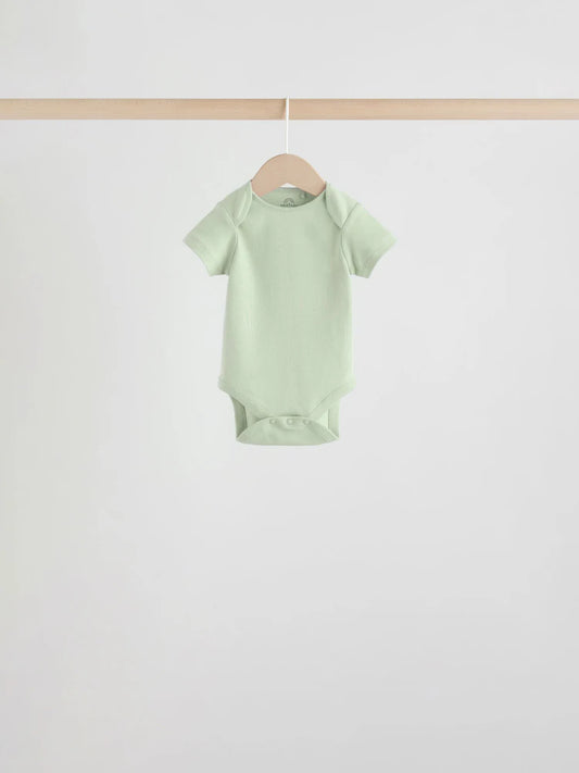 |BabyBoy| Conjunto Com 5 Bodies De Manga Curta Verdes Para Bebês