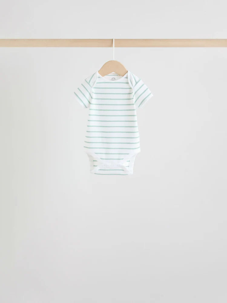 |BabyBoy| Conjunto Com 5 Bodies De Manga Curta Verdes Para Bebês