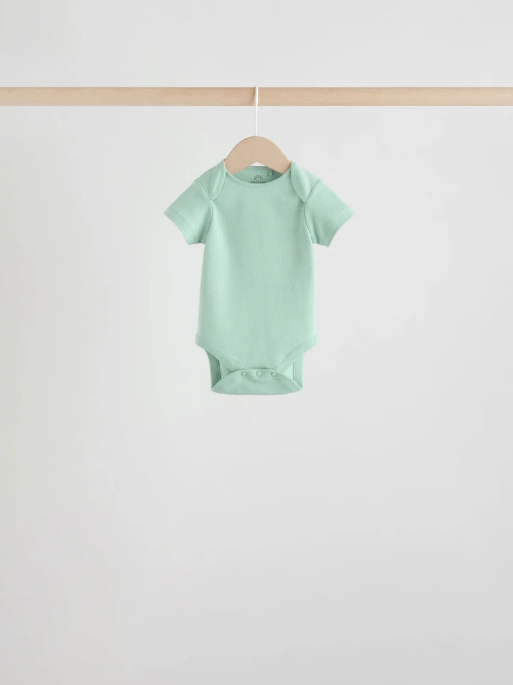 |BabyBoy| Conjunto Com 5 Bodies De Manga Curta Verdes Para Bebês