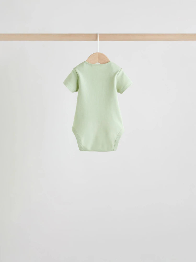 |BabyBoy| Conjunto Com 5 Bodies De Manga Curta Verdes Para Bebês