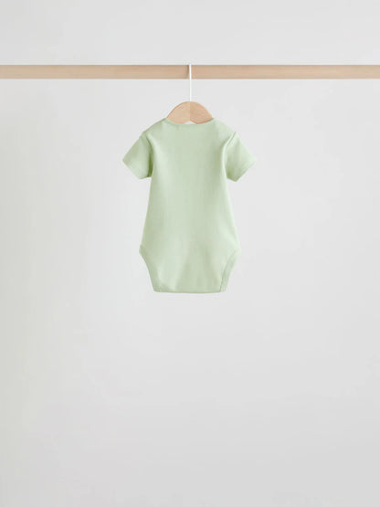 |BabyBoy| Conjunto Com 5 Bodies De Manga Curta Verdes Para Bebês