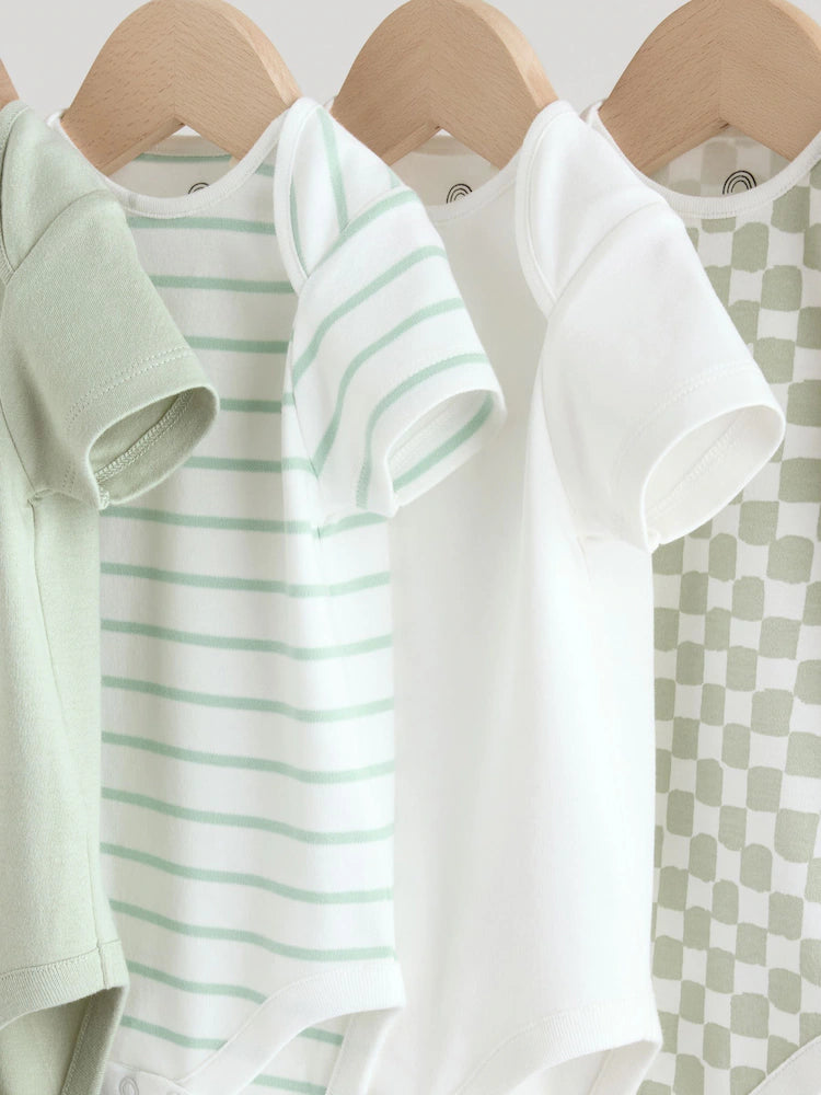 |BabyBoy| Conjunto Com 5 Bodies De Manga Curta Verdes Para Bebês