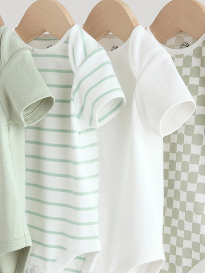 |BabyBoy| Conjunto Com 5 Bodies De Manga Curta Verdes Para Bebês