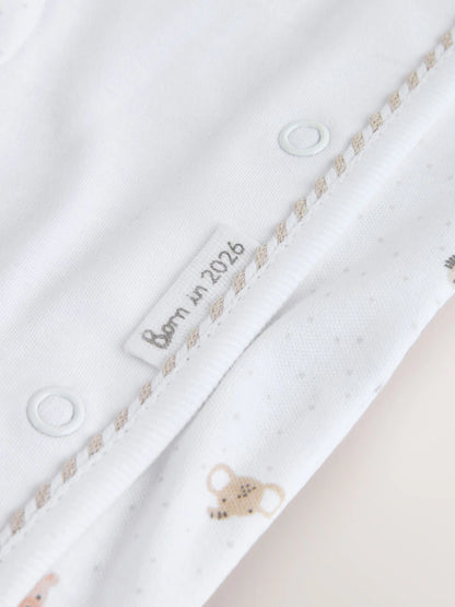 |BabyBoy| Conjunto De Pijama e Gorro Para Bebê Branco, Nascido Em 2026 (0-9 meses)