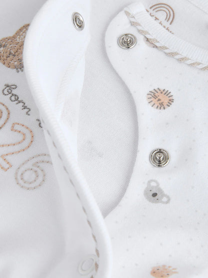 |BabyBoy| Conjunto De Pijama e Gorro Para Bebê Branco, Nascido Em 2026 (0-9 meses)