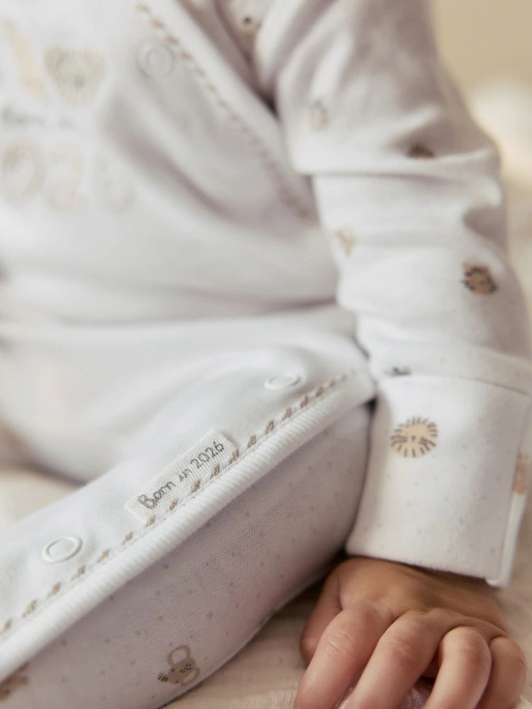 |BabyBoy| Conjunto De Pijama e Gorro Para Bebê Branco, Nascido Em 2026 (0-9 meses)