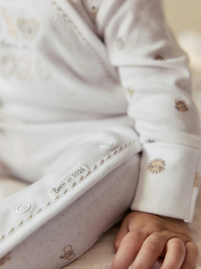 |BabyBoy| Conjunto De Pijama e Gorro Para Bebê Branco, Nascido Em 2026 (0-9 meses)