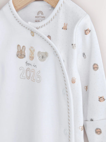 |BabyBoy| Conjunto De Pijama e Gorro Para Bebê Branco, Nascido Em 2026 (0-9 meses)