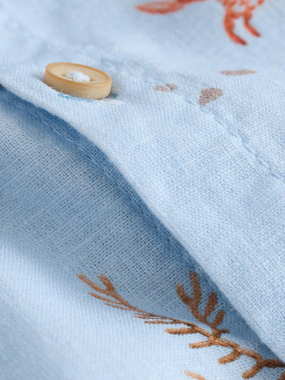 |Boy| Camiseta De Manga Curta Com Estampa Azul-Clara Do Mar (3 meses a 7 anos)