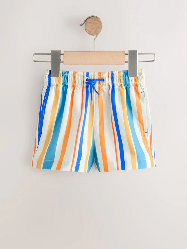 |Boy| Kit com 2 Shorts de Banho Estampados Laranja/Branco (3 meses a 7 anos)