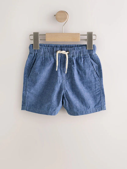 |Boy| Kit Com 3 Shorts De Vestir (sem fecho) – Azul-marinho, Bege-areia e Azul-chambray (3 meses a 7 anos)