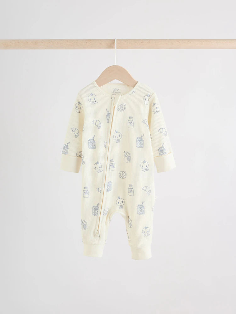 |BabyBoy| Conjunto De 3 Macacões Para Bebês Blue Milk Club Com Zíper Duplo (0 meses a 3 anos)