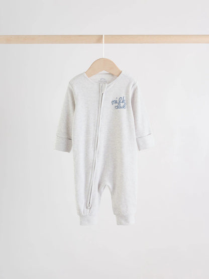 |BabyBoy| Conjunto De 3 Macacões Para Bebês Blue Milk Club Com Zíper Duplo (0 meses a 3 anos)
