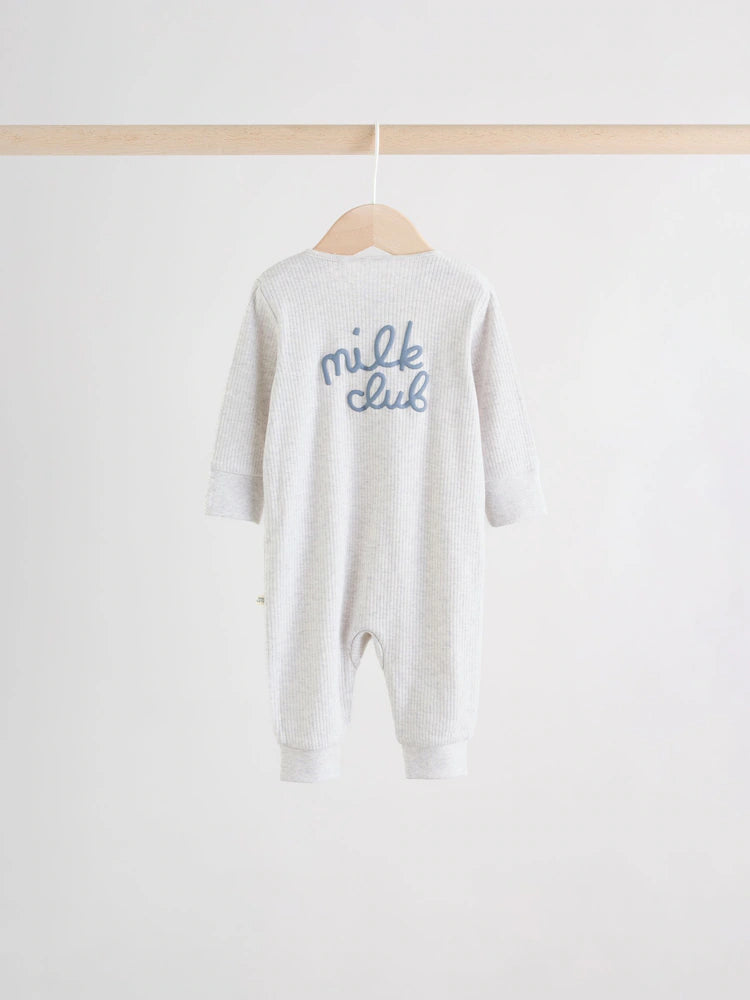 |BabyBoy| Conjunto De 3 Macacões Para Bebês Blue Milk Club Com Zíper Duplo (0 meses a 3 anos)