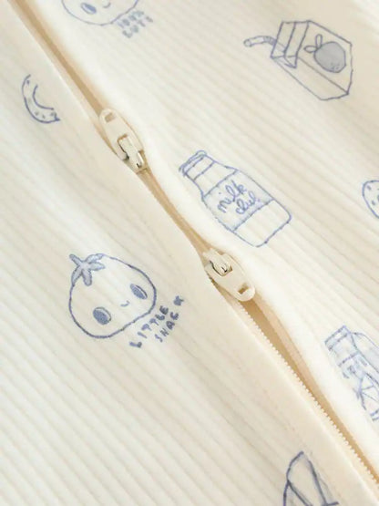 |BabyBoy| Conjunto De 3 Macacões Para Bebês Blue Milk Club Com Zíper Duplo (0 meses a 3 anos)