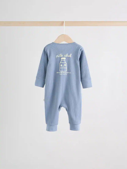|BabyBoy| Conjunto De 3 Macacões Para Bebês Blue Milk Club Com Zíper Duplo (0 meses a 3 anos)