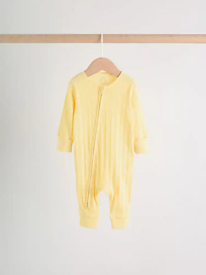 |BabyGirl| Conjunto De 3 Macacões De Dormir Rosa/Amarelo Para Bebês (0 meses a 3 anos)