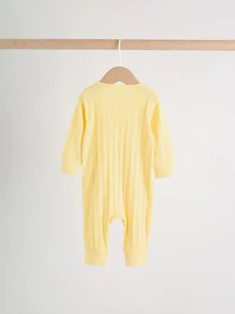 |BabyGirl| Conjunto De 3 Macacões De Dormir Rosa/Amarelo Para Bebês (0 meses a 3 anos)