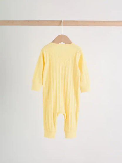 |BabyGirl| Conjunto De 3 Macacões De Dormir Rosa/Amarelo Para Bebês (0 meses a 3 anos)