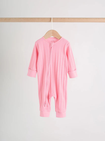 |BabyGirl| Conjunto De 3 Macacões De Dormir Rosa/Amarelo Para Bebês (0 meses a 3 anos)