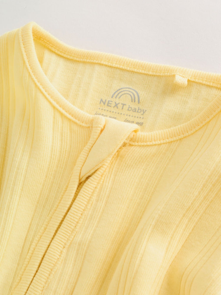 |BabyGirl| Conjunto De 3 Macacões De Dormir Rosa/Amarelo Para Bebês (0 meses a 3 anos)