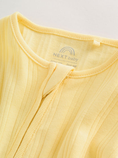 |BabyGirl| Conjunto De 3 Macacões De Dormir Rosa/Amarelo Para Bebês (0 meses a 3 anos)