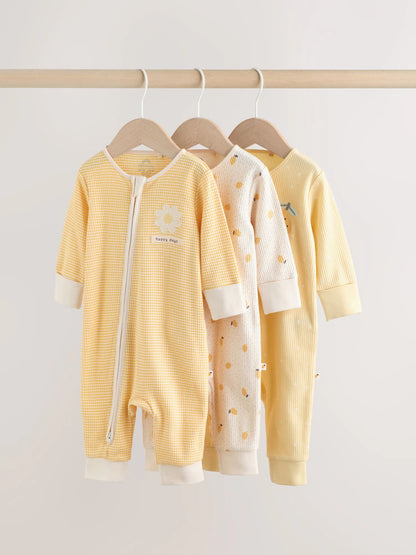|BabyBoy| Conjunto De 3 Macacões Amarelos Para Bebês (0 meses a 3 anos)