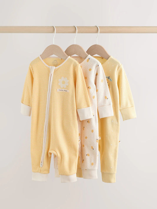 |BabyBoy| Conjunto De 3 Macacões Amarelos Para Bebês (0 meses a 3 anos)