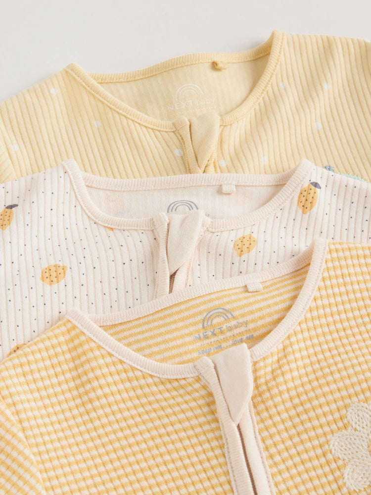 |BabyBoy| Conjunto De 3 Macacões Amarelos Para Bebês (0 meses a 3 anos)