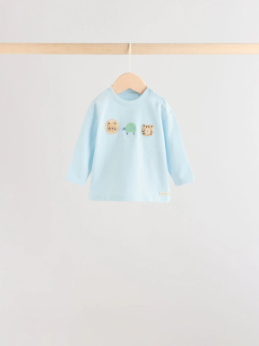 |BabyBoy| Conjunto De 6 Peças Para Bebê Com Estampa Safari Azul: Top e Leggings (0 meses a 3 anos)