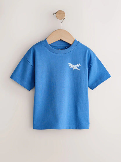 |Boy| Pacote Com 3 Camisetas De Manga Curta Com Estampa De Aviões Azuis (3 meses a 7 anos)