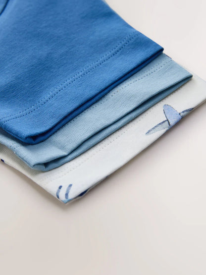 |Boy| Pacote Com 3 Camisetas De Manga Curta Com Estampa De Aviões Azuis (3 meses a 7 anos)