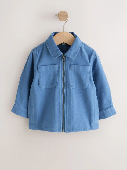 |Boy| Sobretudo Azul Em Denim Escovado Com Zíper (3 meses a 7 anos)
