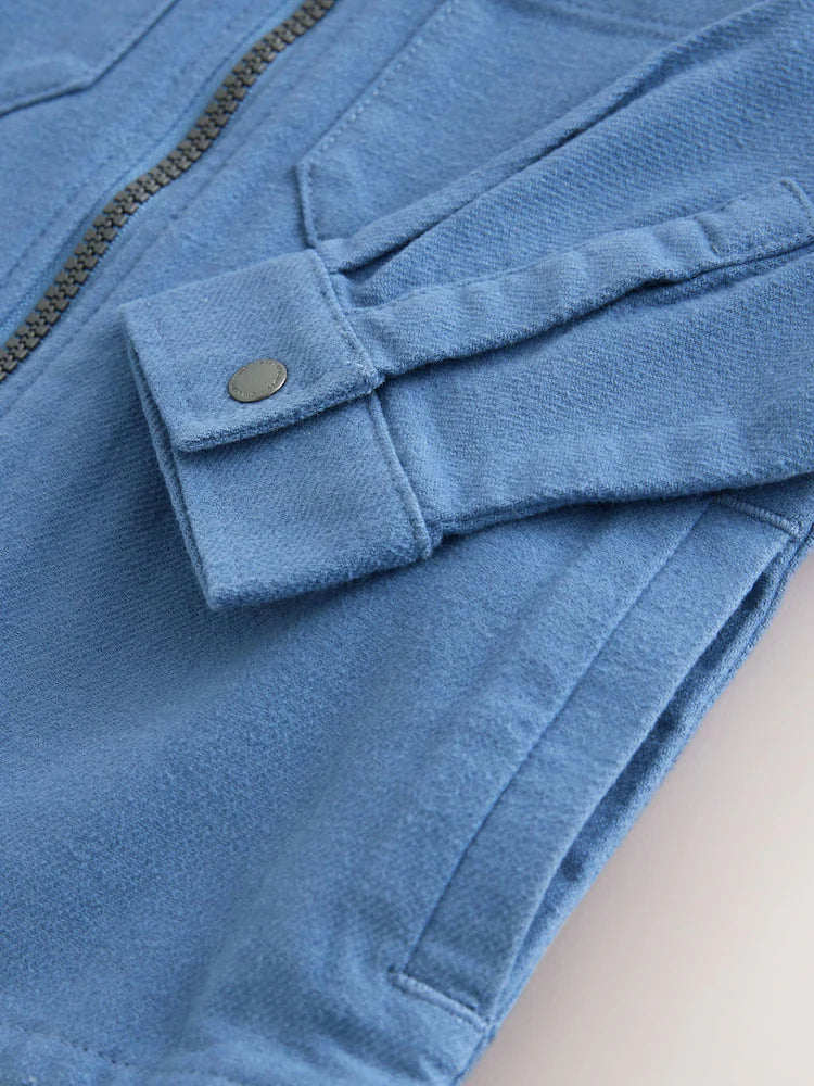 |Boy| Sobretudo Azul Em Denim Escovado Com Zíper (3 meses a 7 anos)