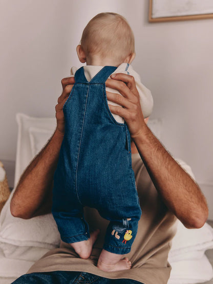 |BabyGirl| Conjunto De Jardineira e Body Jeans Para Bebê Bright Farm (0 meses a 2 anos)