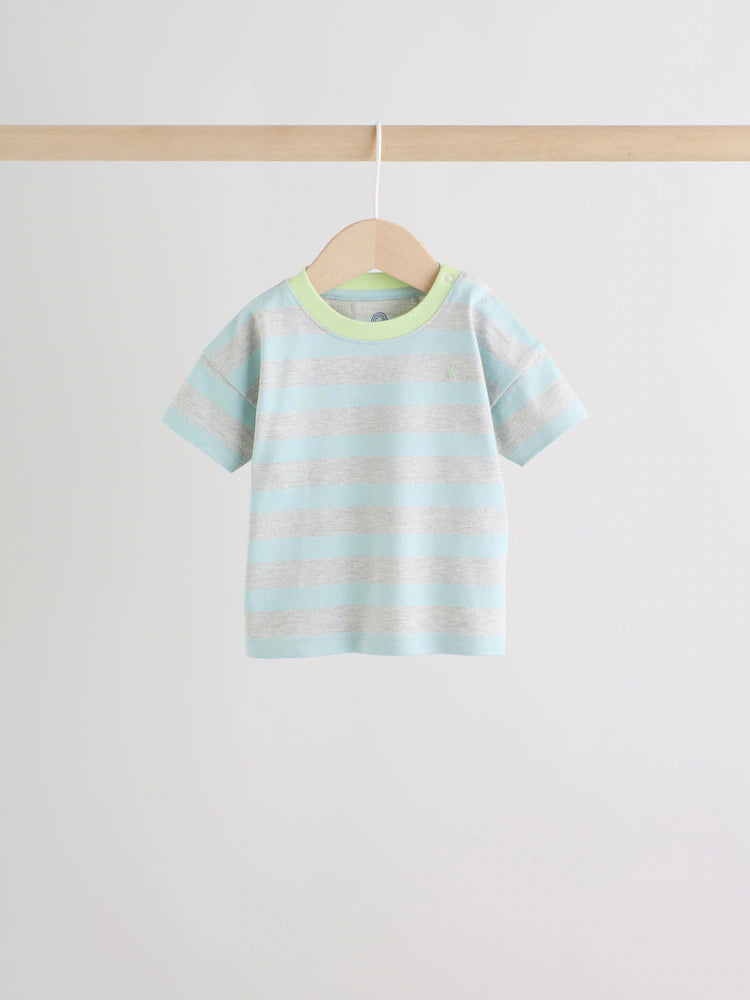 |BabyBoy| Conjunto De 6 Peças Para Bebê, Composto Por Camiseta e Calça De Moletom Listrada azul e verde (0 meses a 3 anos)