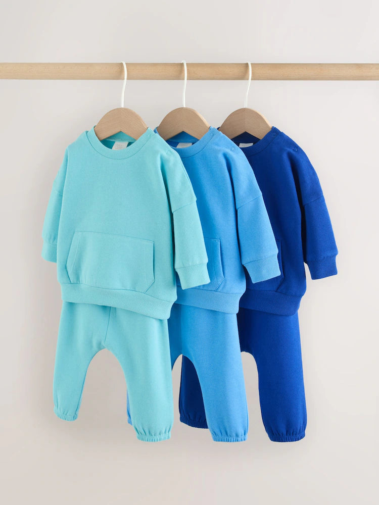 |BabyBoy| Conjunto De Moletom e Calça De Moletom Azul Claro Para Bebê, 6 Peças (0 meses a 3 anos)