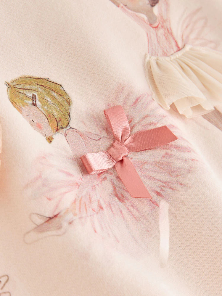 |Girl| Conjunto De Moletom e Leggings Com Estampa De Bailarinas Rosa (3 meses a 7 anos)