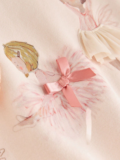 |Girl| Conjunto De Moletom e Leggings Com Estampa De Bailarinas Rosa (3 meses a 7 anos)