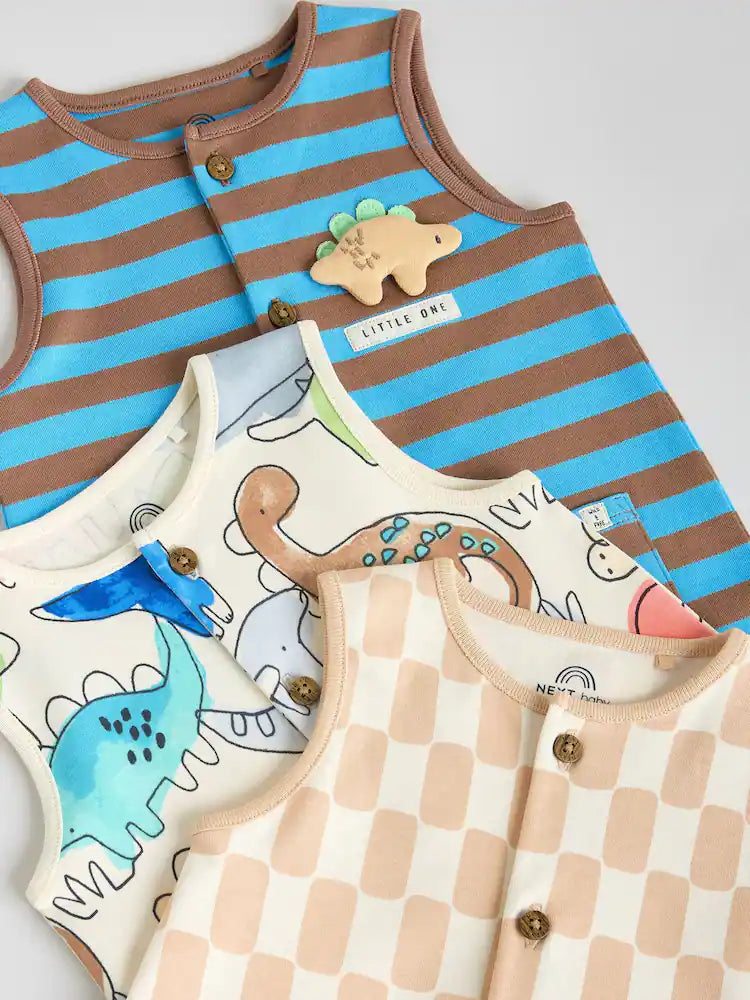 |BabyBoy| Macacão De Bebê Azul Com Estampa De Dinossauro
