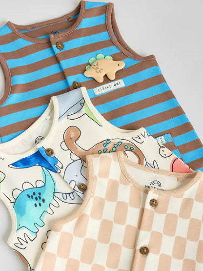 |BabyBoy| Macacão De Bebê Azul Com Estampa De Dinossauro