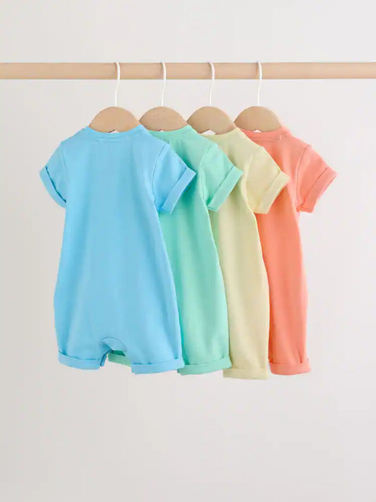 |BabyBoy| Conjunto Com 4 Macacões De Bebê Em Algodão 100% Com Slogan Vibrante