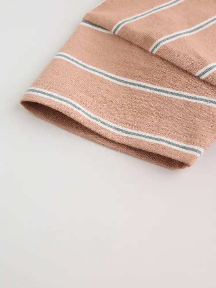 |BabyBoy| Conjunto Com 3 Macacões De Bebê Em Malha Listrada Neutra