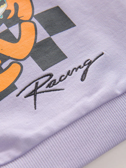 |Boy| Conjunto De Camiseta Curta Xadrez Lilás e Roxa Hot Wheels (9 meses a 8 anos)