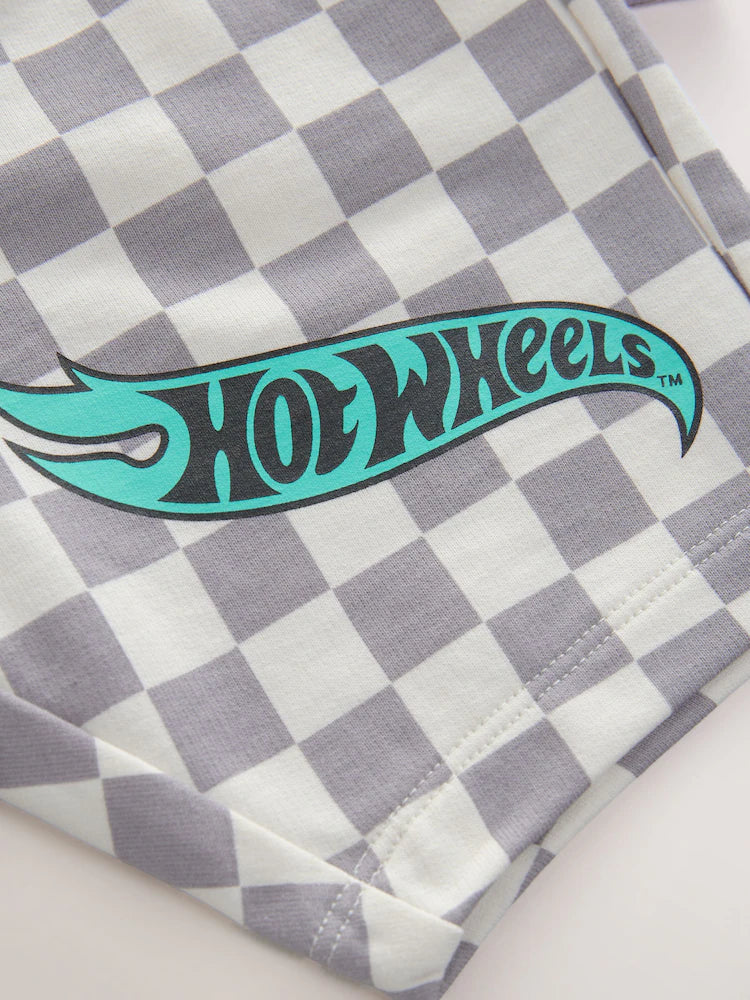 |Boy| Conjunto De Camiseta Curta Xadrez Lilás e Roxa Hot Wheels (9 meses a 8 anos)