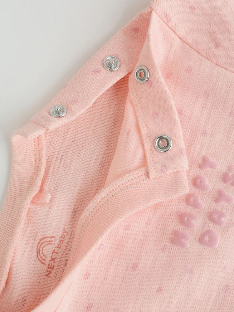 |BabyGirl| Conjunto Com 3 Macacões De Bebê Em Malha Listrada Rosa