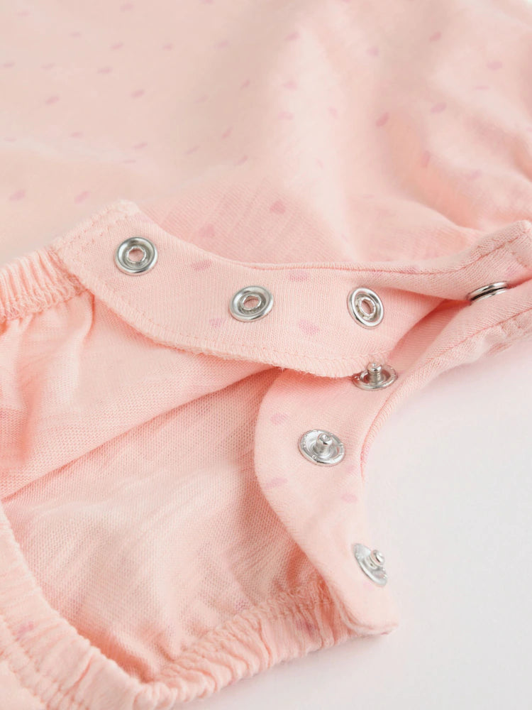 |BabyGirl| Conjunto Com 3 Macacões De Bebê Em Malha Listrada Rosa